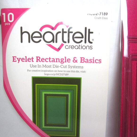 Heartfelt Creations Eyelet Rectangle & Basics Craft Dies HCD2-7189 Frame - Picture 2 of 3